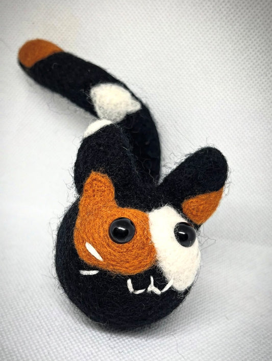 Felted Black Calico Cat
